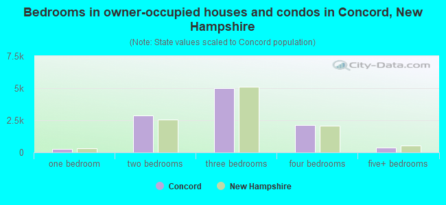 Bedrooms in owner-occupied houses and condos in Concord, New Hampshire