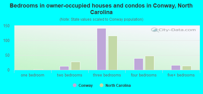 Bedrooms in owner-occupied houses and condos in Conway, North Carolina
