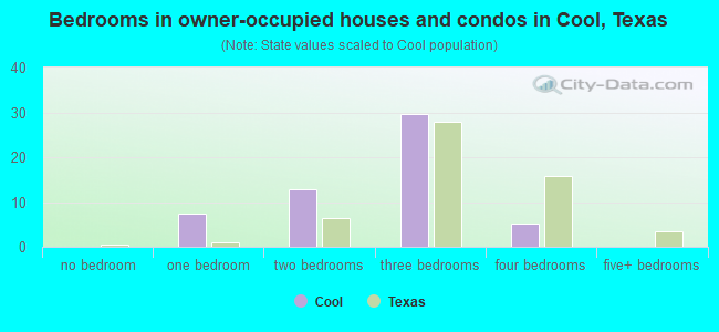 Bedrooms in owner-occupied houses and condos in Cool, Texas