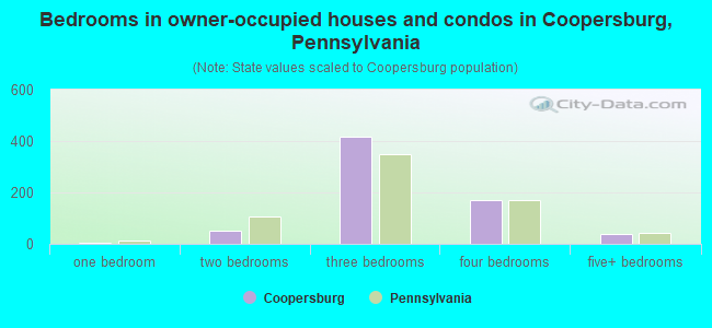 Bedrooms in owner-occupied houses and condos in Coopersburg, Pennsylvania