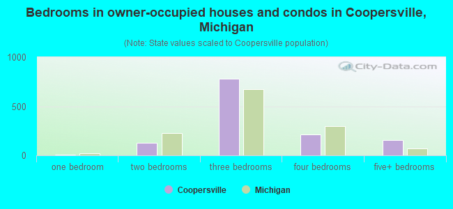 Bedrooms in owner-occupied houses and condos in Coopersville, Michigan