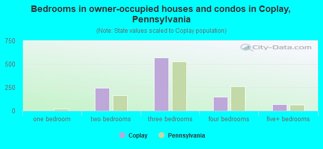 Bedrooms in owner-occupied houses and condos in Coplay, Pennsylvania