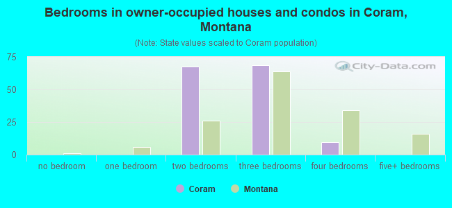 Bedrooms in owner-occupied houses and condos in Coram, Montana