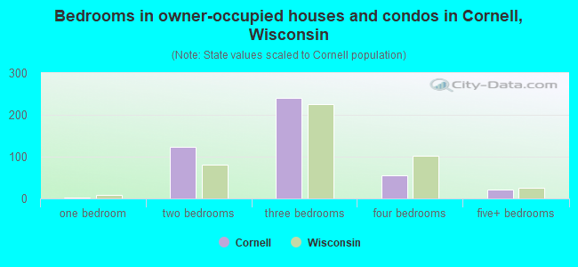 Bedrooms in owner-occupied houses and condos in Cornell, Wisconsin