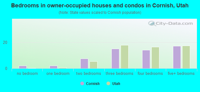 Bedrooms in owner-occupied houses and condos in Cornish, Utah