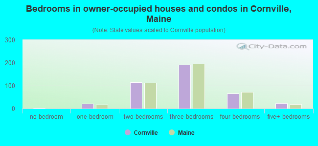 Bedrooms in owner-occupied houses and condos in Cornville, Maine