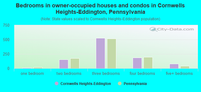 Bedrooms in owner-occupied houses and condos in Cornwells Heights-Eddington, Pennsylvania