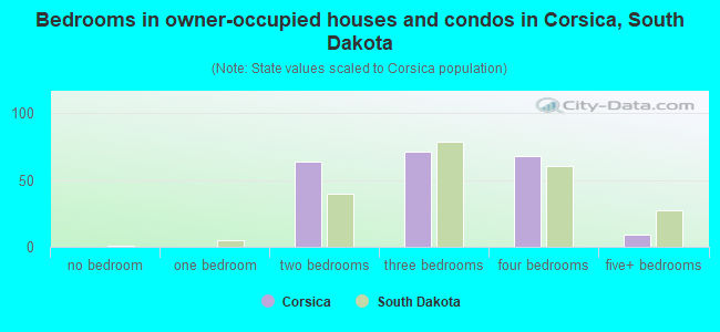 Bedrooms in owner-occupied houses and condos in Corsica, South Dakota