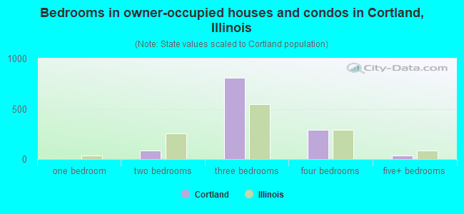 Bedrooms in owner-occupied houses and condos in Cortland, Illinois