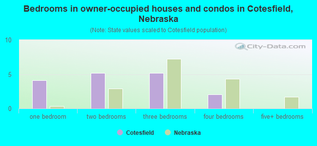 Bedrooms in owner-occupied houses and condos in Cotesfield, Nebraska