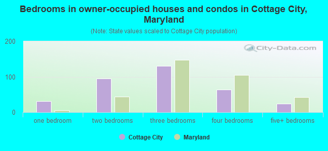 Bedrooms in owner-occupied houses and condos in Cottage City, Maryland