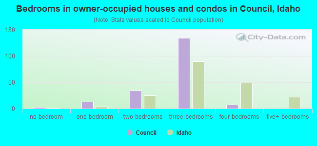 Bedrooms in owner-occupied houses and condos in Council, Idaho