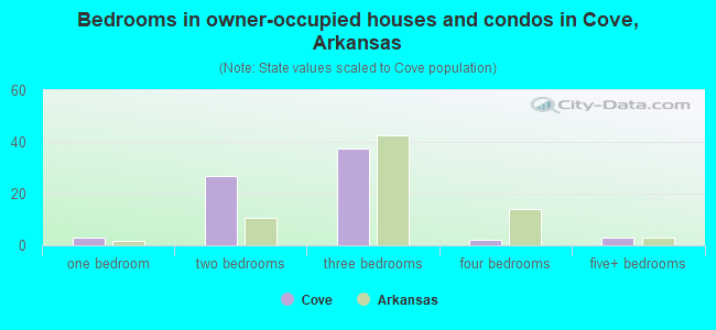 Bedrooms in owner-occupied houses and condos in Cove, Arkansas