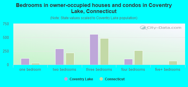 Bedrooms in owner-occupied houses and condos in Coventry Lake, Connecticut