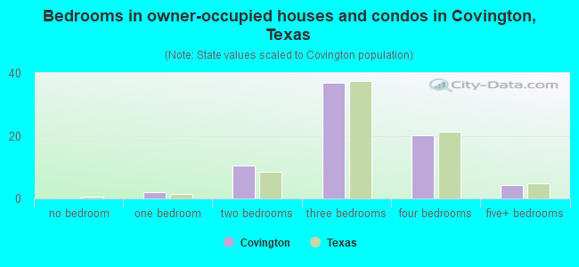 Bedrooms in owner-occupied houses and condos in Covington, Texas