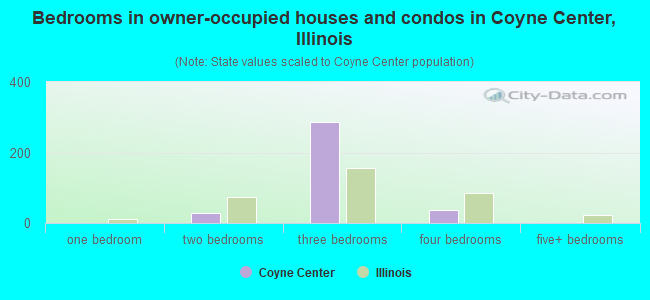 Bedrooms in owner-occupied houses and condos in Coyne Center, Illinois