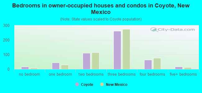 Bedrooms in owner-occupied houses and condos in Coyote, New Mexico