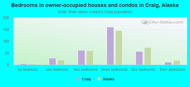 Bedrooms in owner-occupied houses and condos in Craig, Alaska