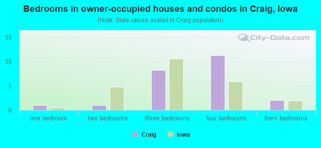 Bedrooms in owner-occupied houses and condos in Craig, Iowa