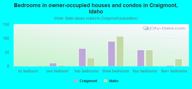 Bedrooms in owner-occupied houses and condos in Craigmont, Idaho