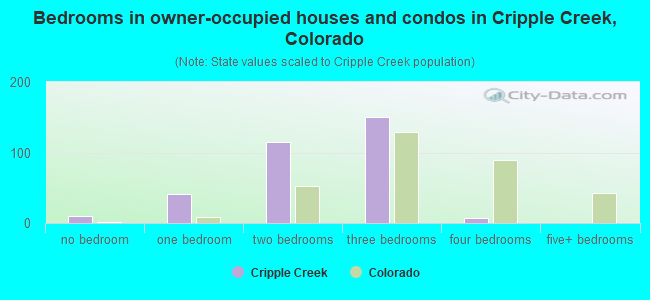 Bedrooms in owner-occupied houses and condos in Cripple Creek, Colorado
