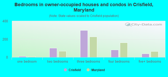 Bedrooms in owner-occupied houses and condos in Crisfield, Maryland