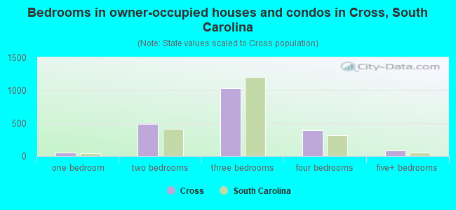 Bedrooms in owner-occupied houses and condos in Cross, South Carolina