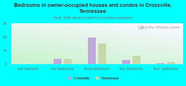 Bedrooms in owner-occupied houses and condos in Crossville, Tennessee