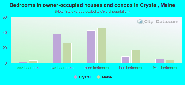 Bedrooms in owner-occupied houses and condos in Crystal, Maine