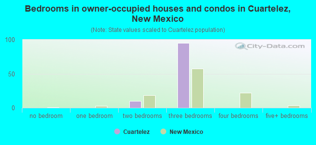 Bedrooms in owner-occupied houses and condos in Cuartelez, New Mexico