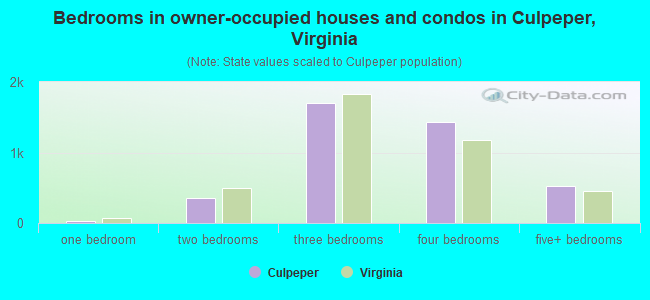 Bedrooms in owner-occupied houses and condos in Culpeper, Virginia