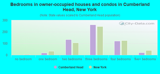 Bedrooms in owner-occupied houses and condos in Cumberland Head, New York