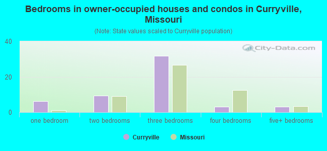 Bedrooms in owner-occupied houses and condos in Curryville, Missouri