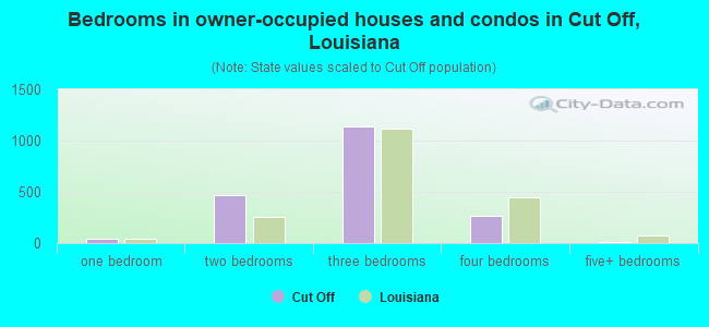 Bedrooms in owner-occupied houses and condos in Cut Off, Louisiana