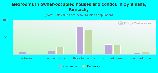 Bedrooms in owner-occupied houses and condos in Cynthiana, Kentucky