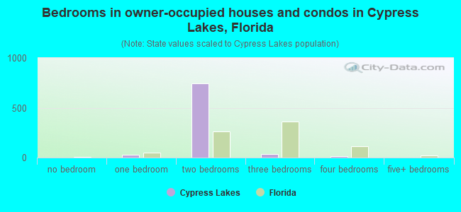Bedrooms in owner-occupied houses and condos in Cypress Lakes, Florida