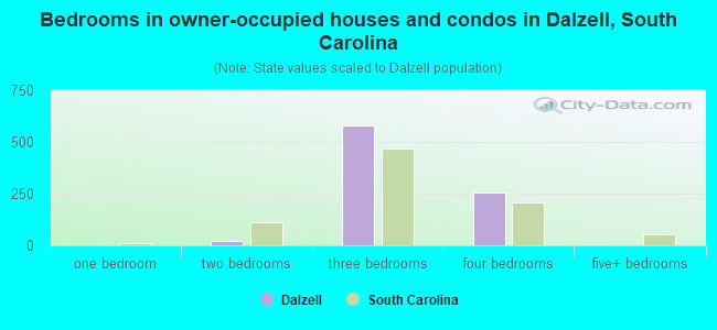 Bedrooms in owner-occupied houses and condos in Dalzell, South Carolina