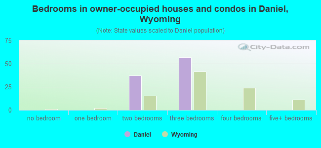 Bedrooms in owner-occupied houses and condos in Daniel, Wyoming