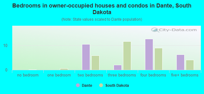 Bedrooms in owner-occupied houses and condos in Dante, South Dakota