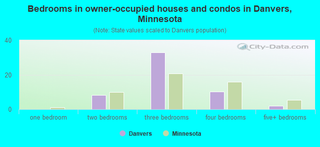 Bedrooms in owner-occupied houses and condos in Danvers, Minnesota