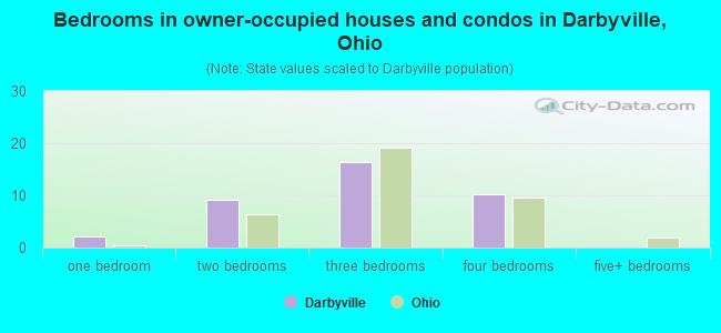 Bedrooms in owner-occupied houses and condos in Darbyville, Ohio