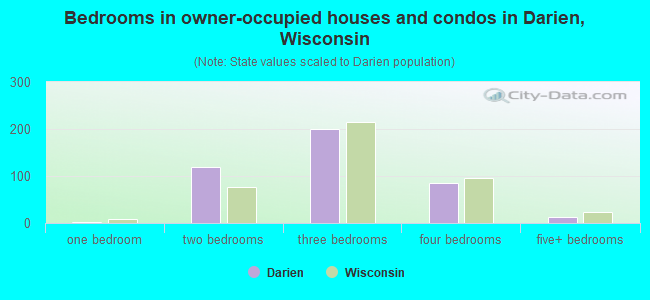 Bedrooms in owner-occupied houses and condos in Darien, Wisconsin