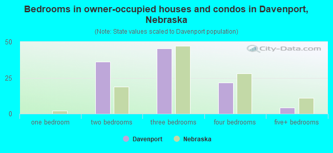 Bedrooms in owner-occupied houses and condos in Davenport, Nebraska