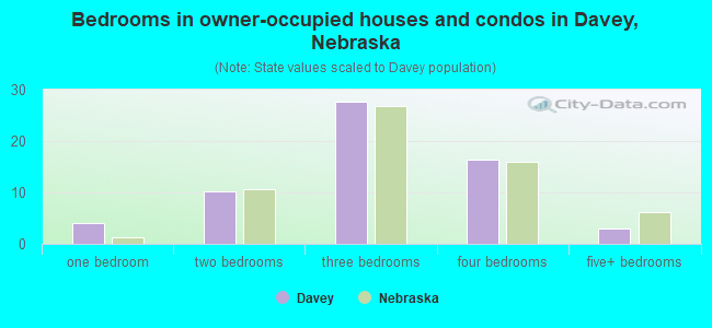 Bedrooms in owner-occupied houses and condos in Davey, Nebraska