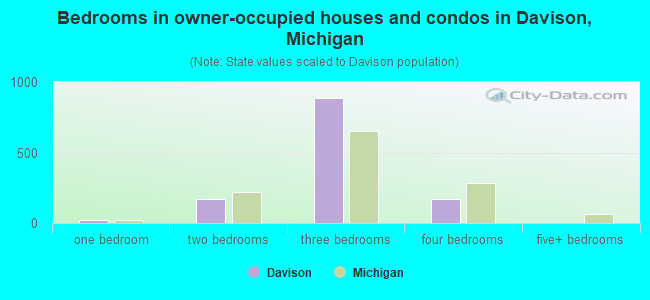 Bedrooms in owner-occupied houses and condos in Davison, Michigan