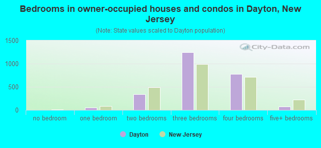 Bedrooms in owner-occupied houses and condos in Dayton, New Jersey