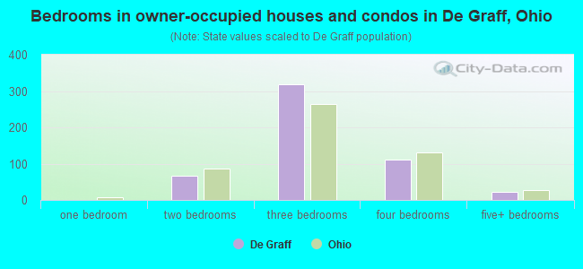 Bedrooms in owner-occupied houses and condos in De Graff, Ohio