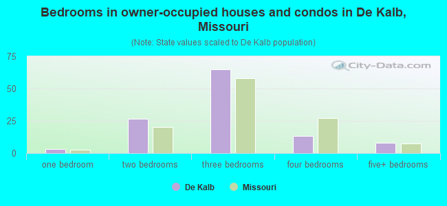 Bedrooms in owner-occupied houses and condos in De Kalb, Missouri