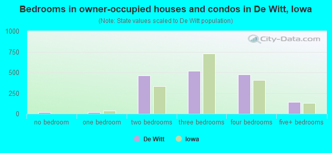 Bedrooms in owner-occupied houses and condos in De Witt, Iowa