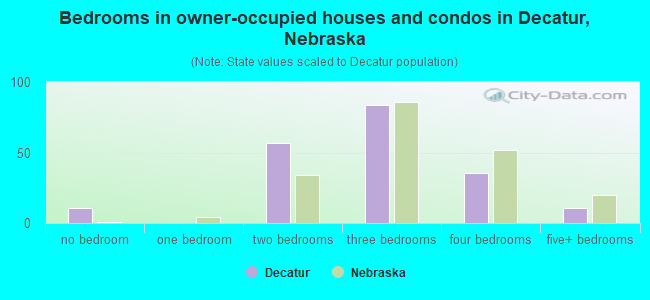 Bedrooms in owner-occupied houses and condos in Decatur, Nebraska